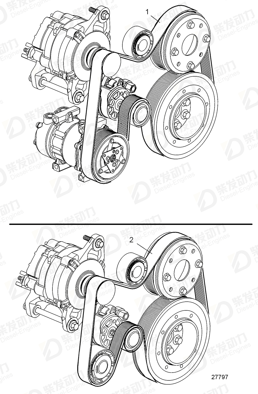 volvo penta V-ribbed belt 21531745 Drawing volvo penta V-ribbed belt 21531745 Drawing